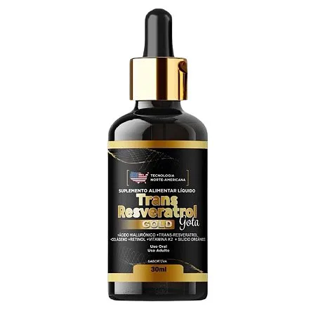 Frasco do suplemento alimentar líquido Trans Resveratrol Gota